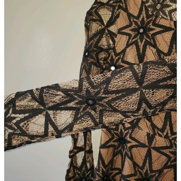 For Love & Lemons Womens Stars Lace Mini Dress Black Latte XS Back Zip NWT - Picture 5 of 9